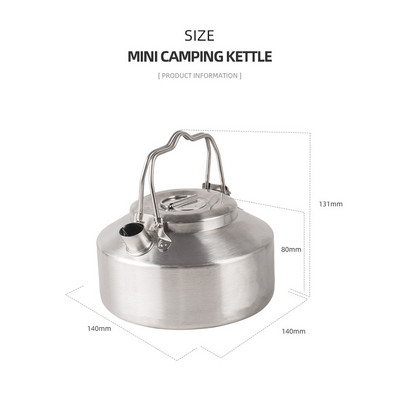Āra nerūsējošā tērauda tējkanna tējkannas bloķēšanas rokturis kempings piekarināms katls kafijas kanna piknika plīts 1L tējkanna gatavošanas piederumi