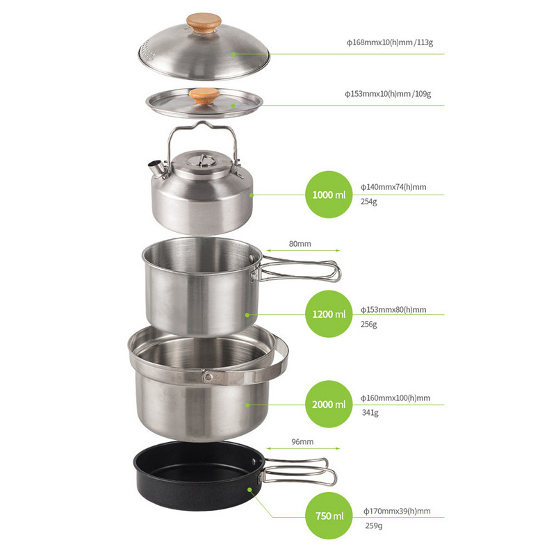 Āra nerūsējošā tērauda tējkanna tējkannas bloķēšanas rokturis kempings piekarināms katls kafijas kanna piknika plīts 1L tējkanna gatavošanas piederumi