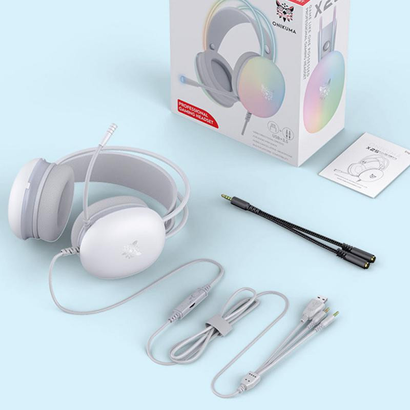 RYRA X25 Slušalice RGB LED Dizajn svjetla Gaming Headset Surround Računalo Žičane slušalice Za PC igrače Poništavanje buke s mikrofonom