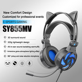 Ακουστικά PS4 Cat Ear Esports με RGB LED Light Mic Gaming Headset 3,5mm 3D Surround Sound Ακουστικά υπολογιστή για PC Gamer