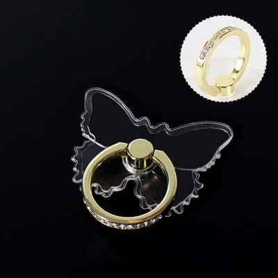 Mobilā tālruņa gredzena turētājs Caurspīdīgs tālruņa mobilais atbalsts Diamond Clear 360 grādu kontaktligzdas statīvs Viedtālruņa piederumi