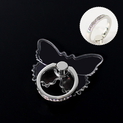 Mobilā tālruņa gredzena turētājs Caurspīdīgs tālruņa mobilais atbalsts Diamond Clear 360 grādu kontaktligzdas statīvs Viedtālruņa piederumi