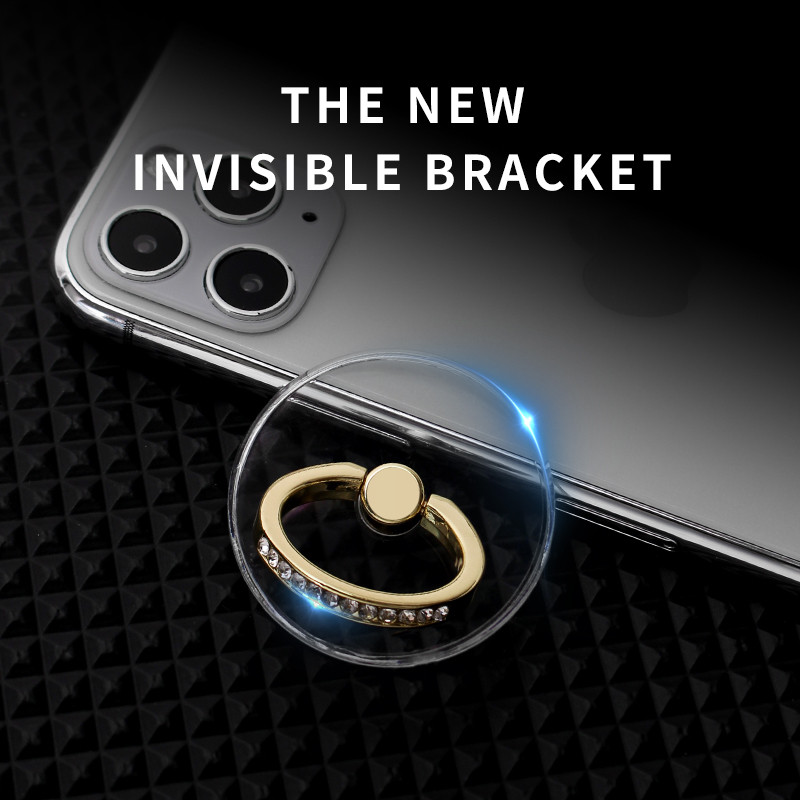 Mobilā tālruņa gredzena turētājs Caurspīdīgs tālruņa mobilais atbalsts Diamond Clear 360 grādu kontaktligzdas statīvs Viedtālruņa piederumi
