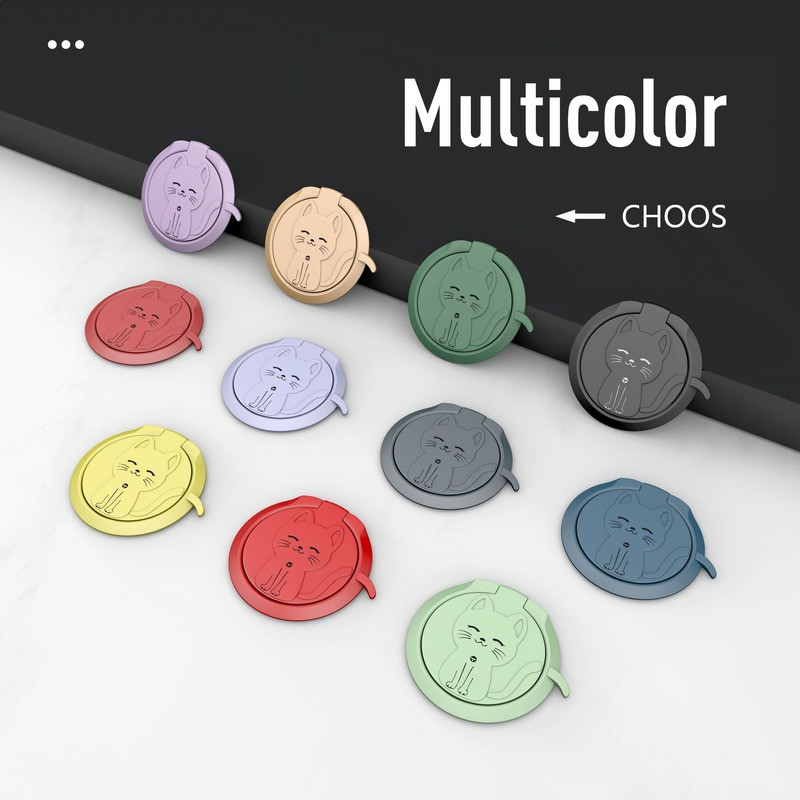 Jauka kaķa mobilā tālruņa gredzena turētāja statīvs 360° grādos, pagriežams ar skaidru pirkstu satvērēju, saderīgs ar iPhone tālruņiem vai tālruņa futrāļiem