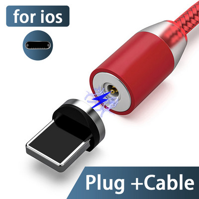 3A LED magnetski USB kabel Kabel za brzo punjenje tipa C Magnetni punjač Punjenje podataka Mikro USB kabel Kabel za mobilni telefon USB kabel