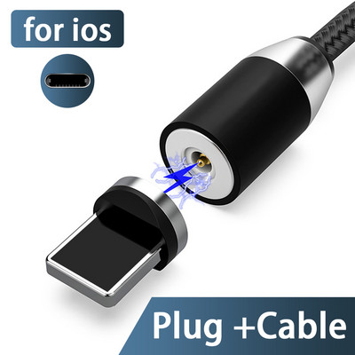 3A LED magnetski USB kabel Kabel za brzo punjenje tipa C Magnetni punjač Punjenje podataka Mikro USB kabel Kabel za mobilni telefon USB kabel