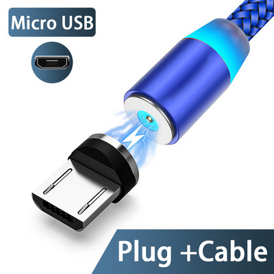 3A LED magnetski USB kabel Kabel za brzo punjenje tipa C Magnetni punjač Punjenje podataka Mikro USB kabel Kabel za mobilni telefon USB kabel