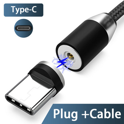 3A LED magnetski USB kabel Kabel za brzo punjenje tipa C Magnetni punjač Punjenje podataka Mikro USB kabel Kabel za mobilni telefon USB kabel