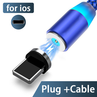 3A LED magnetski USB kabel Kabel za brzo punjenje tipa C Magnetni punjač Punjenje podataka Mikro USB kabel Kabel za mobilni telefon USB kabel