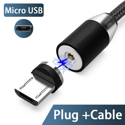 3A LED magnetski USB kabel Kabel za brzo punjenje tipa C Magnetni punjač Punjenje podataka Mikro USB kabel Kabel za mobilni telefon USB kabel