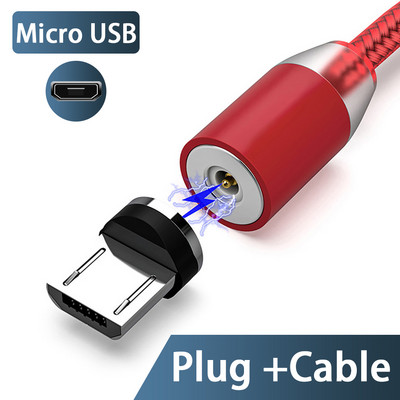 3A LED magnetski USB kabel Kabel za brzo punjenje tipa C Magnetni punjač Punjenje podataka Mikro USB kabel Kabel za mobilni telefon USB kabel