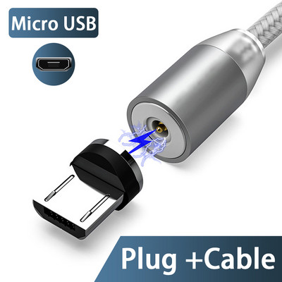 3A LED magnetski USB kabel Kabel za brzo punjenje tipa C Magnetni punjač Punjenje podataka Mikro USB kabel Kabel za mobilni telefon USB kabel