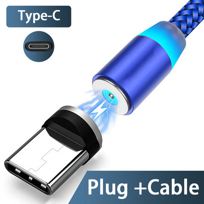 3A LED magnetski USB kabel Kabel za brzo punjenje tipa C Magnetni punjač Punjenje podataka Mikro USB kabel Kabel za mobilni telefon USB kabel