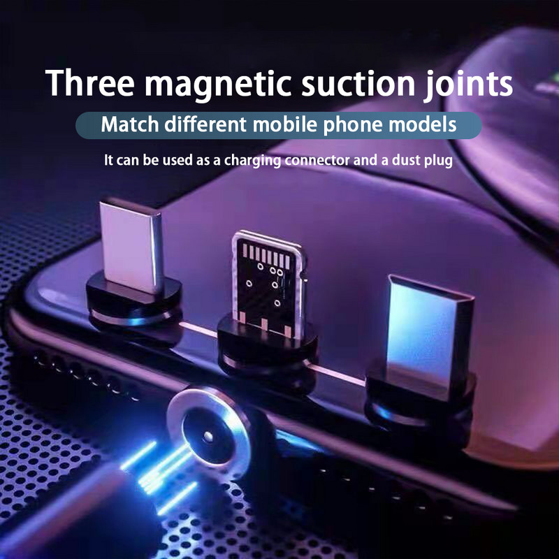 3A LED magnetski USB kabel Kabel za brzo punjenje tipa C Magnetni punjač Punjenje podataka Mikro USB kabel Kabel za mobilni telefon USB kabel