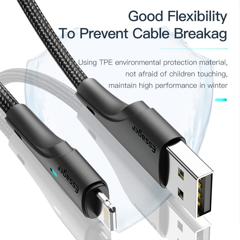 Essager USB kabel za iPhone 13 12 11 Pro Max XR XS 8 7 6s 5 Plus Žica za brzo punjenje za iPhone Punjač Kabel za punjenje