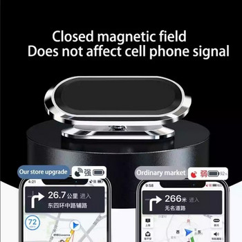 Метален силен магнитен автомобилен държач за мобилен телефон Магнитна стойка за мобилен телефон в кола GPS поддръжка за iPhone Xiaomi 360° въртящ се монтаж
