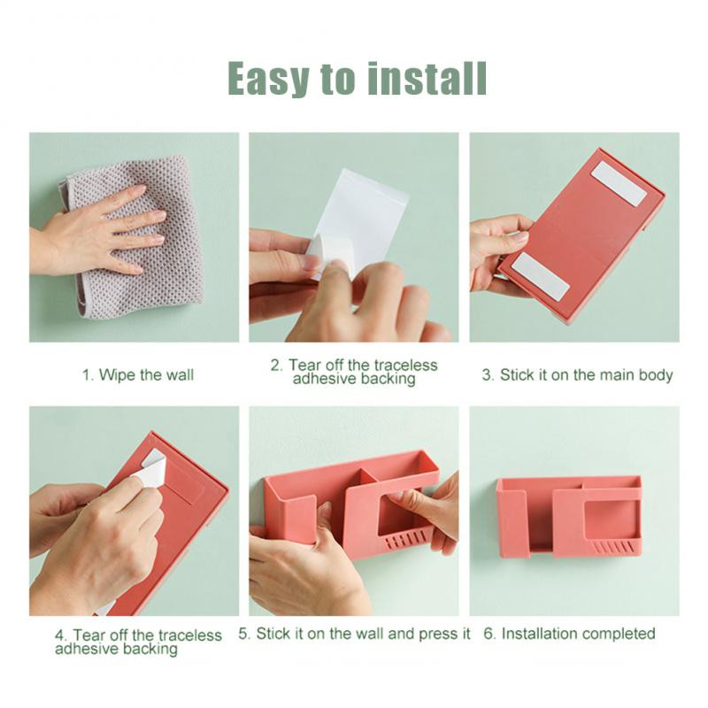 Višenamjenska zidna kutija za pohranu Stalak za pohranu mobitela s daljinskim upravljačem bez bušenja Stalak za pohranu kupaonskog zidnog otpada