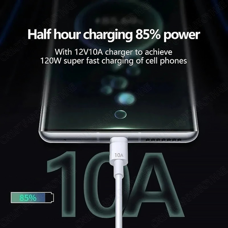 120 W 10A USB-tüüpi C USB-kaabel ülikiire laadimisliin Xiaomi jaoks Samsung Huawei Honor kiirlaadimine 1M/2M USB C-kaablid andmejuhe