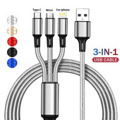 Lovebay 3-ühes USB-kiirlaadimiskaabel C-tüüpi Micro IOS-i mitme laadija kaabel iPhone'ile Huawei Samsung nailonist punutud juhe