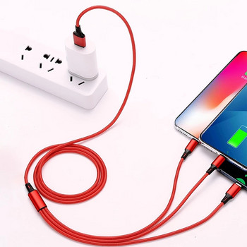 Lovebay 3 в 1 USB кабел за бързо зареждане Тип C Micro IOS Мулти заряден кабел за iPhone Huawei Samsung Найлонов плетен кабел