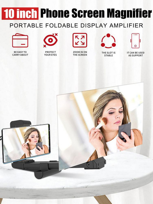 10 hüvelykes telefon képernyő-nagyító Stabil összecsukható telefonállvány tartó képernyőerősítővel Hordozható HD nagyító projektor képernyő Enla