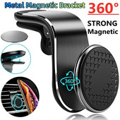 Magnētiskais automašīnas tālruņa turētājs Universāls gaisa ventilācijas atveres automašīnas tālruņa stiprinājumi Mobilā tālruņa GPS atbalsts iPhone Huawei Samsung rotācijas kronšteinam