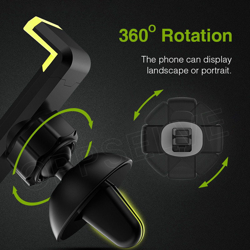 Automašīnas tālruņa turētājs iPhone 14 13 12 X Xs Max 8 Xr 11 Pro 360 Rotējošs atbalsts Mobilais gaisa ventilācijas stiprinājuma automašīnas turētājs Automašīnas tālruņa statīvs