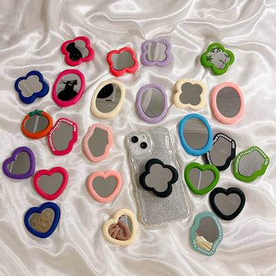 Korea Ins Cute Love Heart Flower Mirror Lazy Griptok Bracket iPhone 15 Accessories Grip Tok Silikoonist telefonihoidja rõngasalus