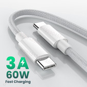 C tipa USB uz USB C kabelis PD60W 3A Ātrās uzlādes 3.0 USB-C ātrās uzlādes datu kabelis iPhone 15 Plus Macbook Pro Huawei Samsung