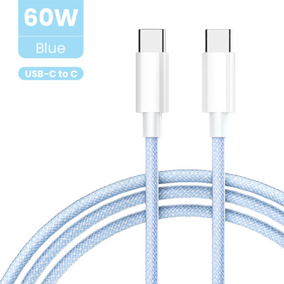 C tipa USB uz USB C kabelis PD60W 3A Ātrās uzlādes 3.0 USB-C ātrās uzlādes datu kabelis iPhone 15 Plus Macbook Pro Huawei Samsung