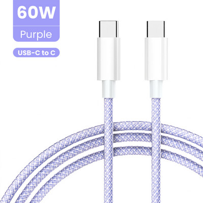 C tipa USB uz USB C kabelis PD60W 3A Ātrās uzlādes 3.0 USB-C ātrās uzlādes datu kabelis iPhone 15 Plus Macbook Pro Huawei Samsung