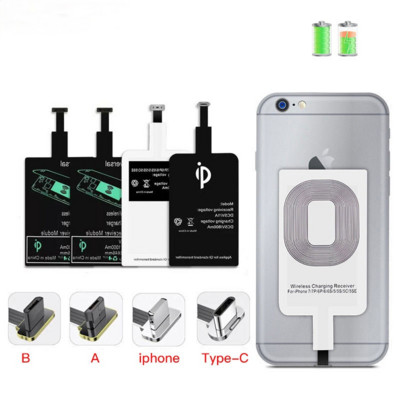 Поддръжка на приемник за безжично зарядно Qi Micro USB Type C Адаптер за бързо безжично зареждане за iPhone Android Докинг станция за безжично зареждане