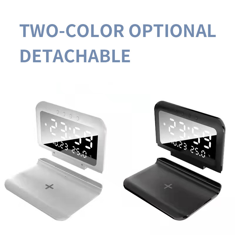 Belaidžio įkroviklio stovas su žadintuvo termometru, skirtas iPhone 14 13 12 11 X Xiaomi Samsung 15W telefono greito įkrovimo stotele