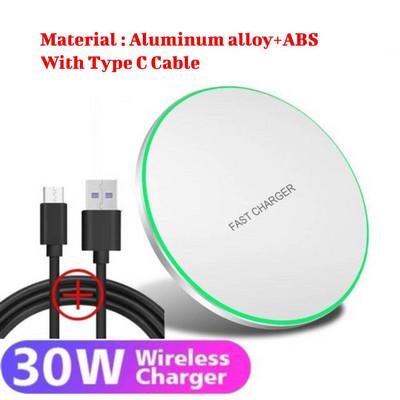 30 W vezeték nélküli töltő iPhone 14 13 12 11 Pro XS Max Mini X XR 8 indukciós gyors vezeték nélküli töltőpad Samsung S23 S22 S21 telefonhoz