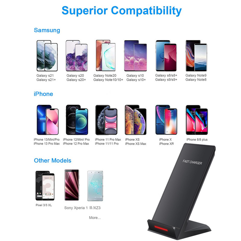 Stalak za bežični punjač 30W brzo punjenje za iPhone 14 13 12 11 Pro XS XR X 8 Samsung S22 S21 S20 Tip C stanica za punjenje