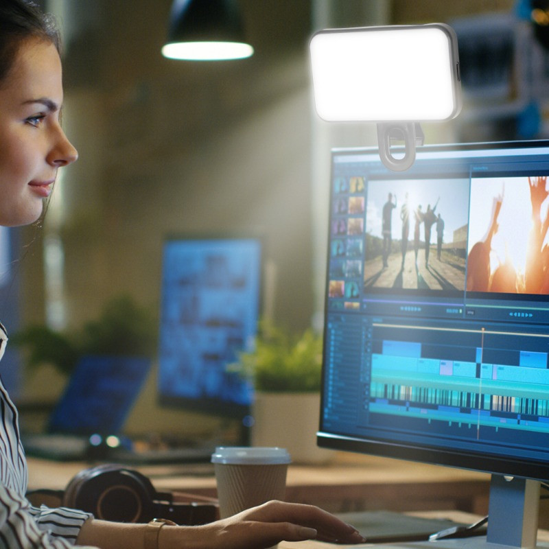 Pārnēsājams LED pašbildes apgaismojums mobilais tālrunis klēpjdatora planšetdatora lampas klips video konferences apgaismojums tīmekļa kameru lampas uzlādējams uzpildes apgaismojums