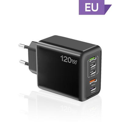 120W PD 5 portu USB lādētājs Ātrā uzlāde QC3.0 USB C Type C mobilā tālruņa lādētājs iPhone Huawei Samsung Xiaomi Quick Charge