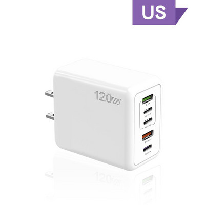 120W PD 5 portu USB lādētājs Ātrā uzlāde QC3.0 USB C Type C mobilā tālruņa lādētājs iPhone Huawei Samsung Xiaomi Quick Charge