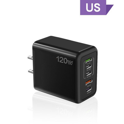 120W PD 5 portu USB lādētājs Ātrā uzlāde QC3.0 USB C Type C mobilā tālruņa lādētājs iPhone Huawei Samsung Xiaomi Quick Charge