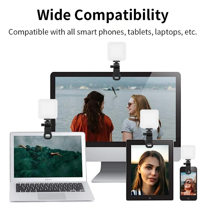 Mini Clip LED Lumină video Telefon mobil Lumină de umplere Tabletă Computer Lumină video conferință 5600K Lămpi portabile pentru selfie reglabile