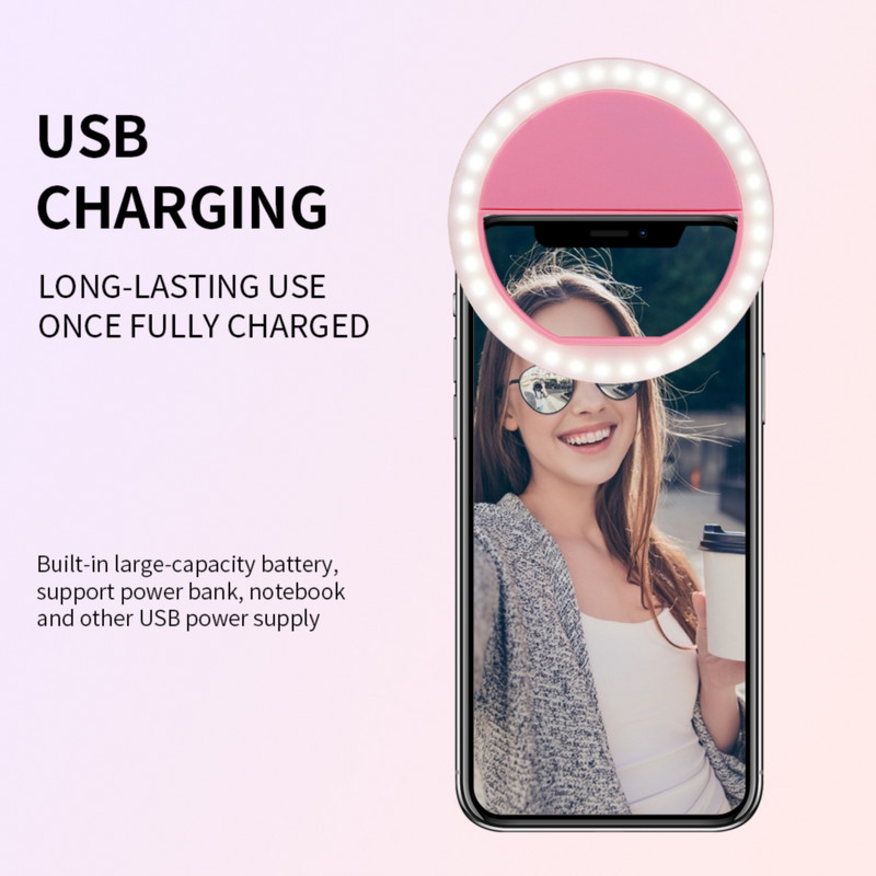 LED pašbildes lampa Mini uzlādējama tālruņa zvana gaisma pārnēsājama fotografēšanas nakts gaisma