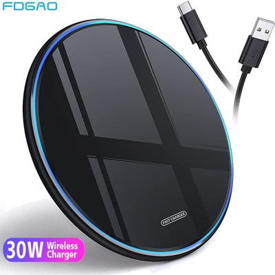 Încărcător fără fir 30W pentru iPhone 15 14 13 12 11 XS XR 8 Samsung S23 S22 Tip C Stație de încărcare rapidă prin inducție Încărcătoare pentru telefon