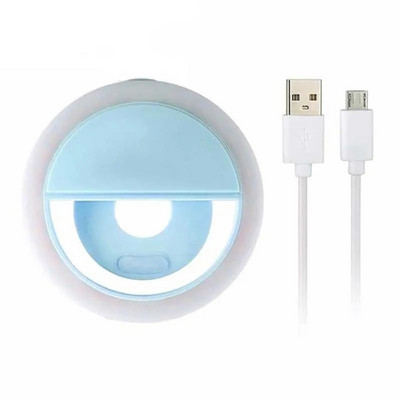 Tālruņa pašbildes gaismas diodes gredzena lampa ar USB uzlādes kabeli priekš iPhone Samsung Xiaomi Huawei Clip On Portable Mini Fill Ringlight