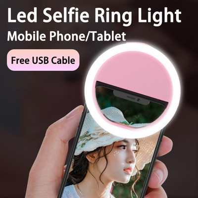 Lumină inel pentru selfie cu LED de încărcare USB Lentile pentru telefon mobil Inel pentru lampă pentru selfie cu LED pentru iPhone Samsung Xiaomi POCO Lumină pentru selfie pentru telefon mobil