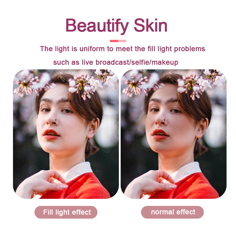 USB uzlādes LED pašbildes gredzena gaisma mobilā tālruņa objektīva LED pašbildes lampas gredzens priekš iPhone Samsung Xiaomi POCO mobilā tālruņa pašbildes gaisma