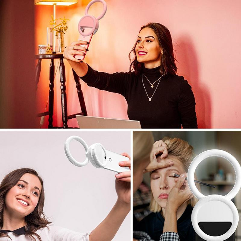 Pārnēsājams mini pašbildes zvana gaisma Tālruņa zvana gaisma USB uzlādējams klips mobilajā telefonā uzpildes lampas gredzens mobilā tālruņa pašbildes gaisma