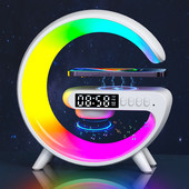 Încărcător fără fir multifuncțional Pad Stand Difuzor TF RGB Night Light 15W Stație de încărcare rapidă pentru iPhone Samsung Xiaomi Huawei