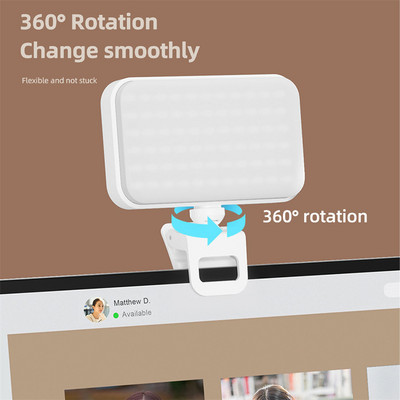 Sülearvuti selfie-valgusti Klambriga LED-valgusti telefonile tahvelarvutile Arvutitelefoni valgustid videofotograafia jaoks meigisuumiga konverentsivalgusti