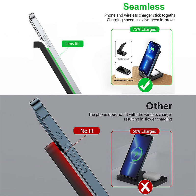 2 u 1 30 W bežični punjač s dva sjedala za Samsung S24 S23 stalak za brzo punjenje za iPhone 15 14 13 12 11 XS XR X 8 Airpods 3 Pro