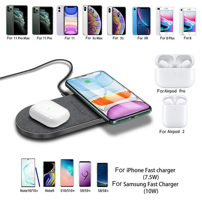 FDGAO 2 az 1-ben kettős vezeték nélküli töltő iPhone 14 13 12 11 XR X 8 Airpods Pro 30 W gyors indukciós töltőpad Samsung S22 S21 készülékhez